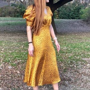 NWT Who What Wear Gold and Black Midi Dress